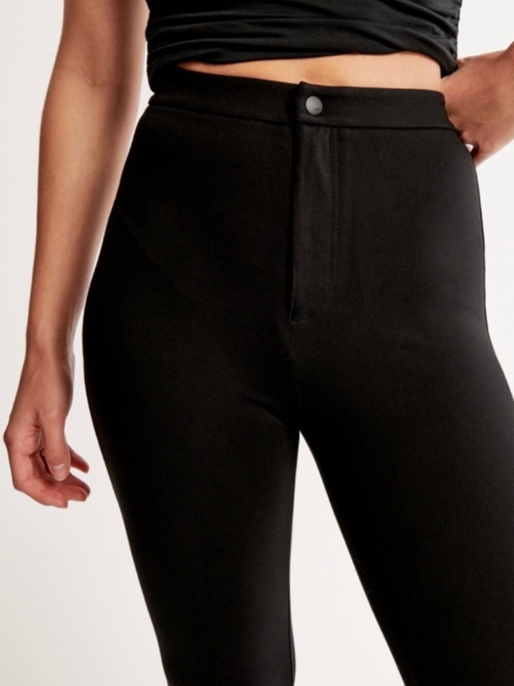 ABERCROMBIE & FITCH Women's NEW Ponte Skinny Zip Legging Black | Size M - Picture 6 of 15